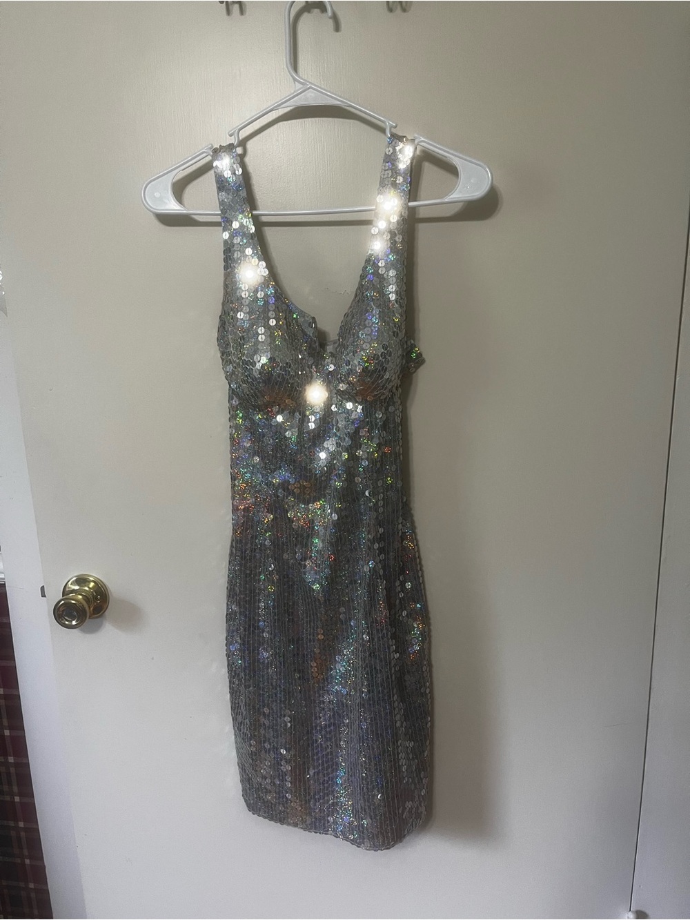 Silver sequin disc dress Saks, Fifth Avenue size 10